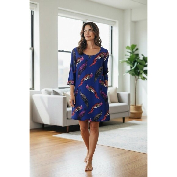 Boden Dresses & Skirts - Boden Eliza Peacock Tunic Dress Blue Women's Sz 12L Classic Sheath Mod Colorful